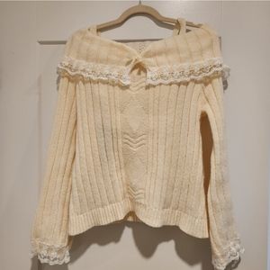 Beige off the shoulder sweater
